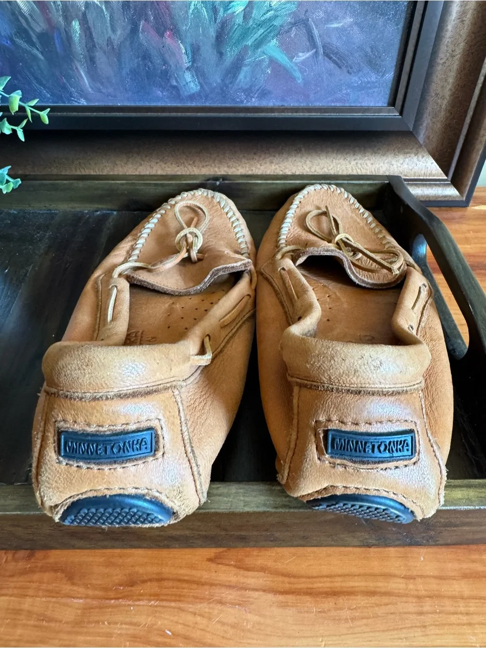 Minnetonka Chestnut Leather Moccasin Slip-On Loafers